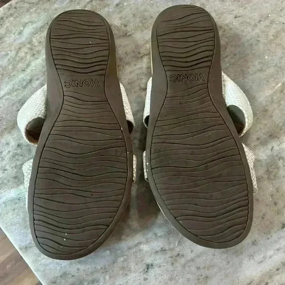 Vionic Sandals Womens Sz 11 Skylar Buckle Three Strap Slide Flats TVW4946 White - Picture 7 of 10